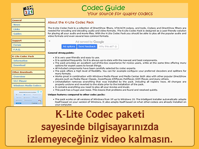 K-Lite Codec paketi sayesinde bilgisayarınızda izlemeyeceğiniz video kalmasın