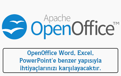 OpenOffice Word, Excel, PowerPoint'e benzer yapısıyla ihtiyaçlarınızı karşılayacaktır
