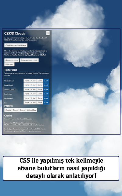 CSS ile yapılmış tek kelimeyle efsane bulutlar. Nasıl yapıldığı detaylı olarak anlatılıyor!