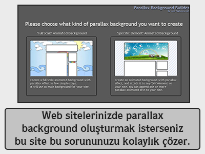 Web sitelerinizde parallax background oluşturmak isterseniz bu site bu sorununuzu kolaylık çözer