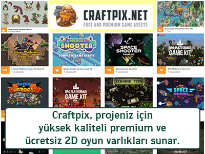 Craftpix, projeniz için yüksek kaliteli premium ve ücretsiz 2D oyun varlıkları sunar