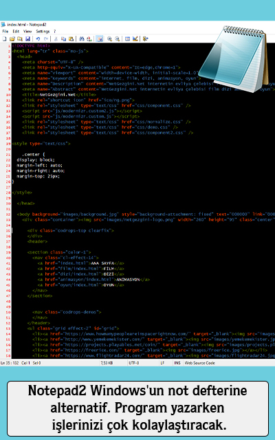 Notepad2 Windows'un not defterine alternatif. Program yazarken işlerinizi çok kolaylaştıracak.