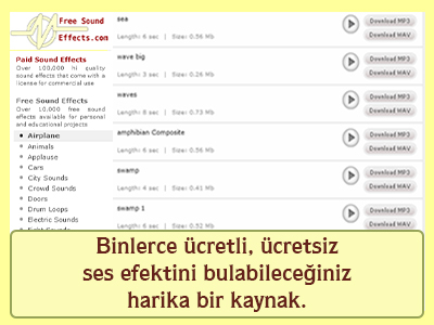 Binlerce ücretli, ücretsiz ses efektini bulabileceğiniz harika bir kaynak