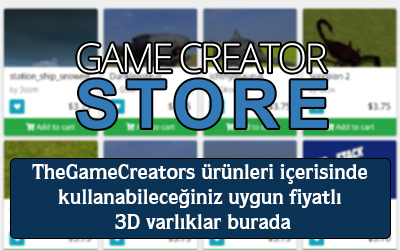 TheGameCreators ürünleri içerisinde kullanabileceğiniz uygun fiyatlı 3d varlıklar burada