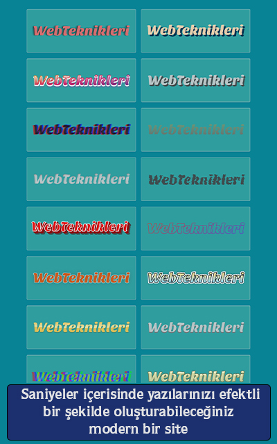 Saniyeler içerisinde yazılarınızı efektli bir şekilde oluşturabileceğiniz modern bir site