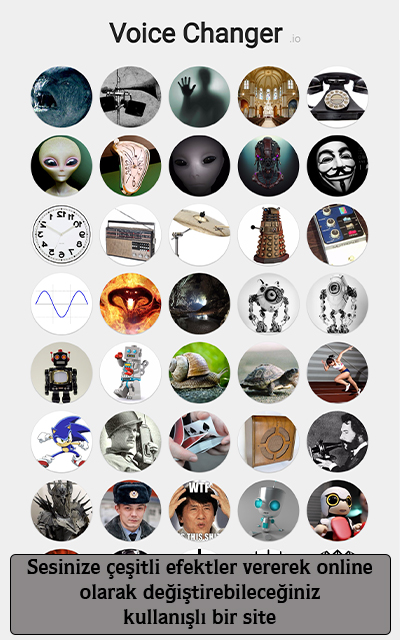 Sesinize çeşitli efektler vererek online olarak değiştirebileceğiniz kullanışlı bir site