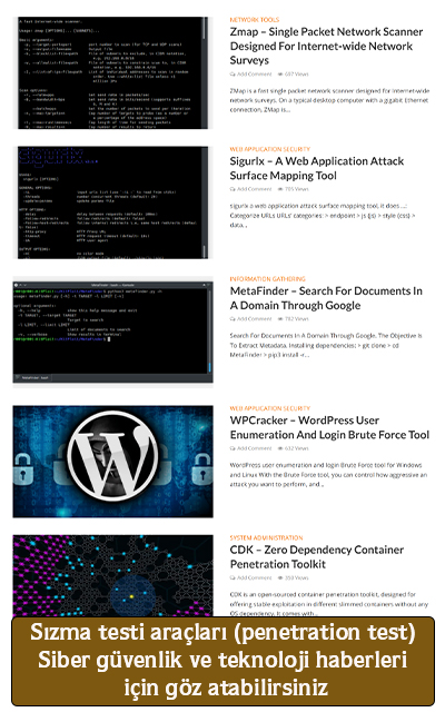 Sızma testi araçları (penetration test) Siber güvenlik ve teknoloji haberleri